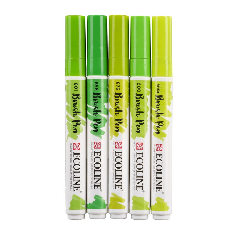 Ecoline Brush Pen Set of 5 Liquid Watercolor Pens â€“ Green Shades | Blendable Brush Markers for Hand Lettering, Drawing, & Crafts - Image 5